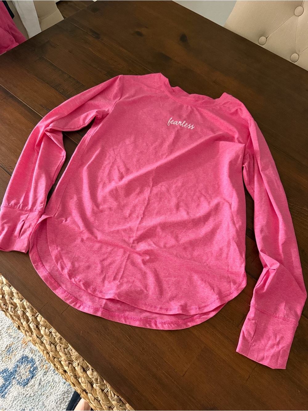 Girls' Long Sleeve Crewneck Top - Hot Pink